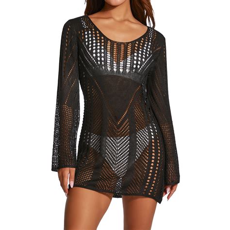 Tsseiatte Women Knitted Bikini Cover Ups Summer Cutout See Through