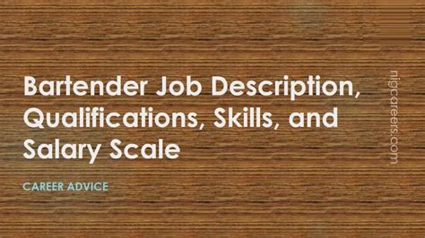 Bartender Job Description Skills And Salary NigCareers