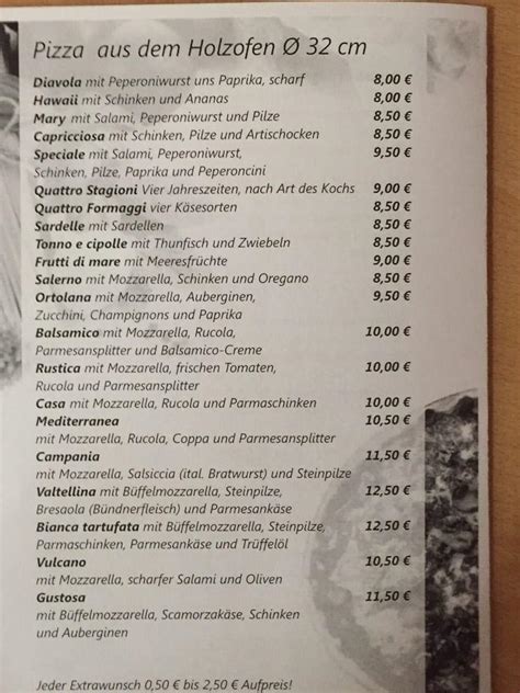 Speisekarte Von Pizzeria Trattoria Mediterranea Schweinfurt