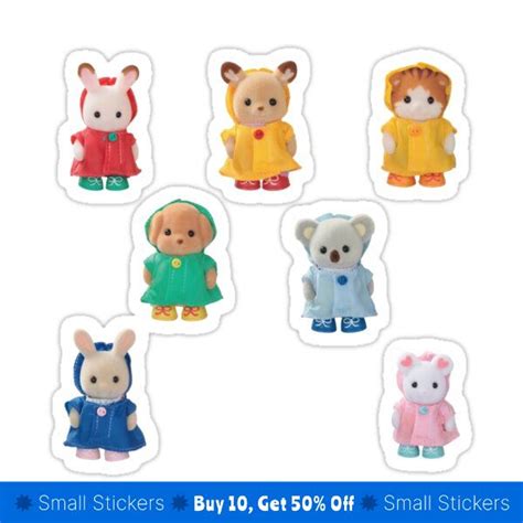 Baby Calico Critters In Raincoats Sticker Sheet Sticker For Sale By