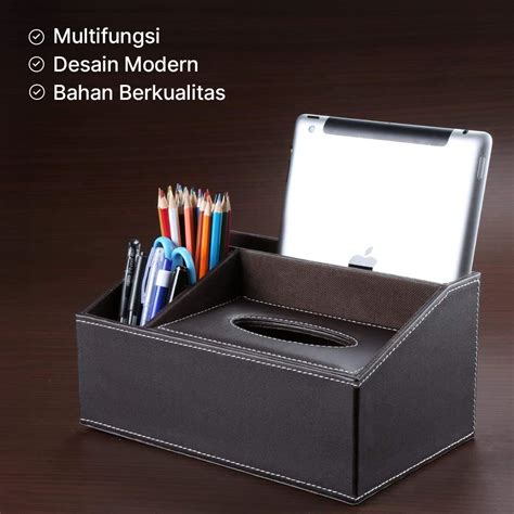 ACRD Kotak Tisu Kulit Multifungsi Tissue Box Organizer AC3402 Black