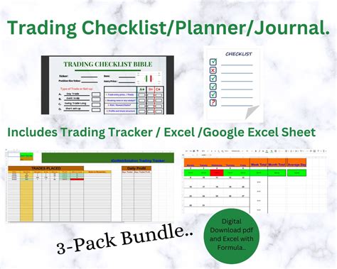 Trading Criteria Checklist Planner Trade Journal Trading Excel Sheet