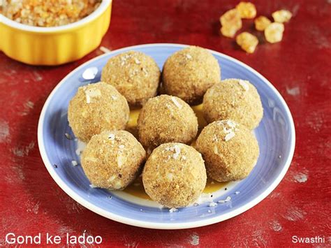 Gond Ke Laddu How To Make Gond Laddu Swasthi S Recipes Indiahealthyfood