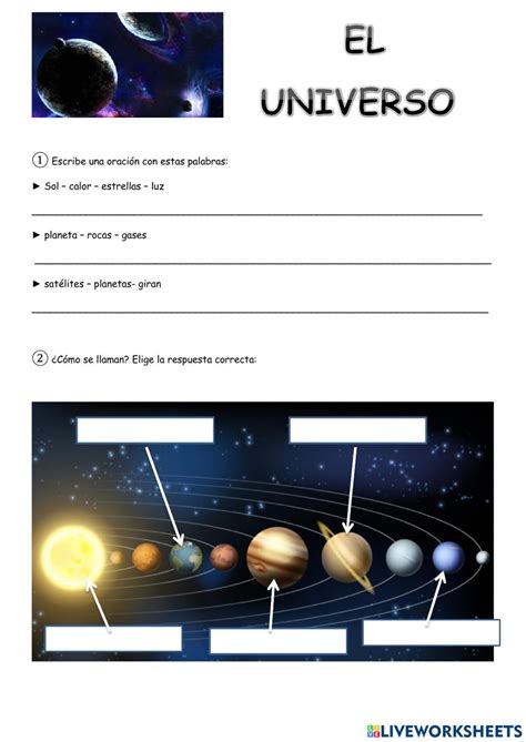 Ficha online de El universo para 2º primaria Universo Planetas del