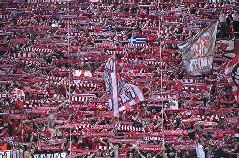 Olympiacos fans show their respect to travelling Aston Villa supporters