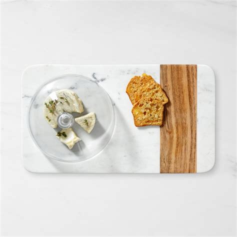 Williams Sonoma x Mark & Graham Wood & Marble Cheese Board with Cloche ...