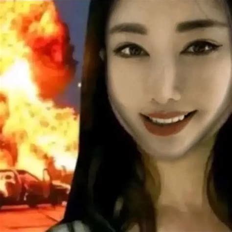 Woman Smiling in Front of Large Explosion