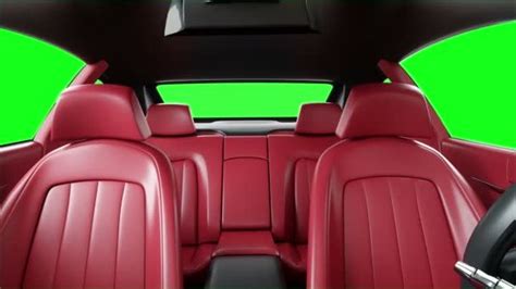 Red leather interior of luxury black sport car. Green screen footage. realistic 4K animation ...