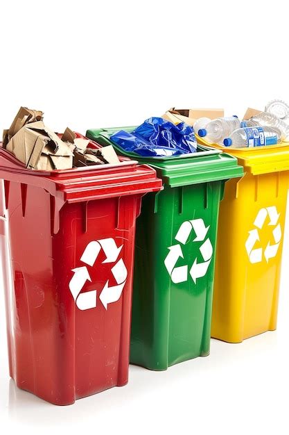 Contenedores de reciclaje coloridos para la clasificación de diferentes