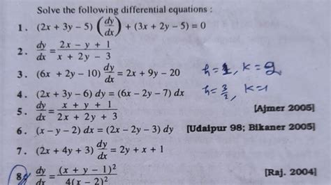 Equation Reducible To A Homogeneous Differential Eq B Sc 2nd Year