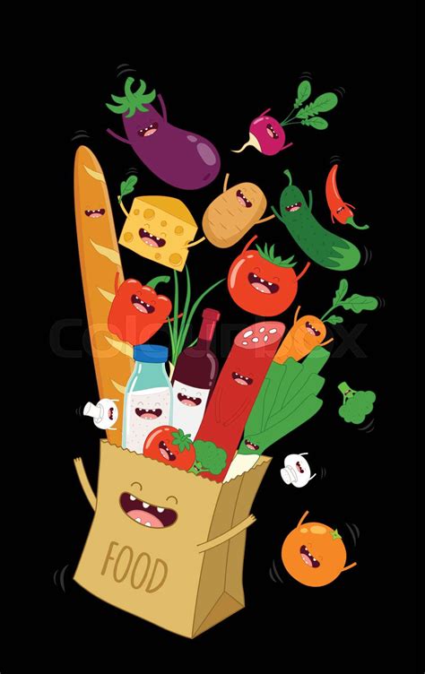 Funny Various Cartoon Vegetables Vector Clip Art Stock Vector