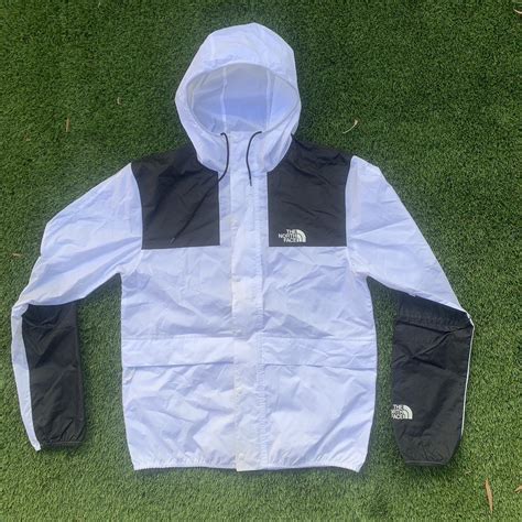 The North Face Hooded Rain White Zip Up Jacket... - Depop