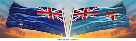 New Zealand Flag Fiji Flag Waving Stock Illustration 2118774551 ...