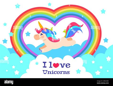 Cute Rainbow Unicorn Cartoon Funny Baby Rainbow Pony Girl Inscription