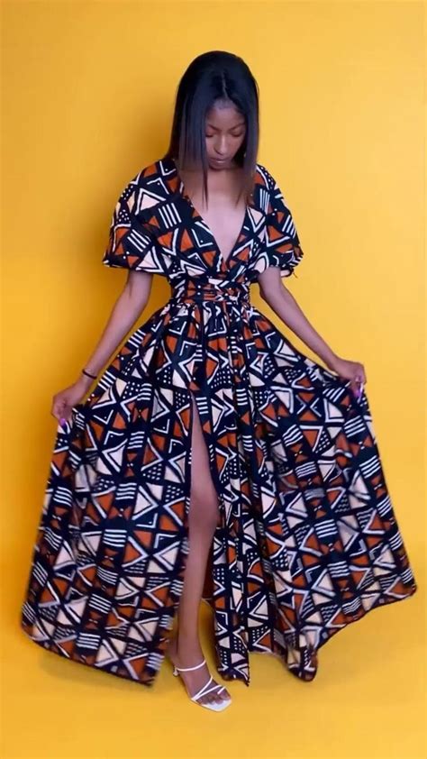 Silk Bogolan Printed Dress African Fashion Style With Jewellassy At