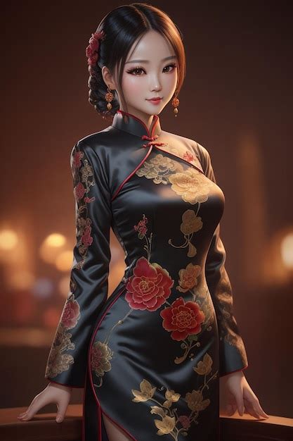 Premium Ai Image Beautiful Asian Woman In Traditional Cheongsam Dress At Night