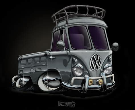 Single Cab Toons Are The Bestest Cool Car Drawings Vw Art Art Cars