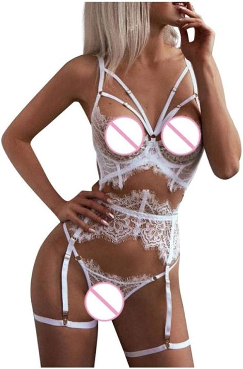 Rtyoo Lingerie Lady Sexy Leathersexy Frauen Spitze Bh Höschen G String Strumpfband Set Sexy