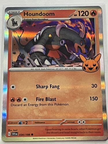 Pokemon Houndoom Holo Trick Or Trade Halloween Stamp Booster Card