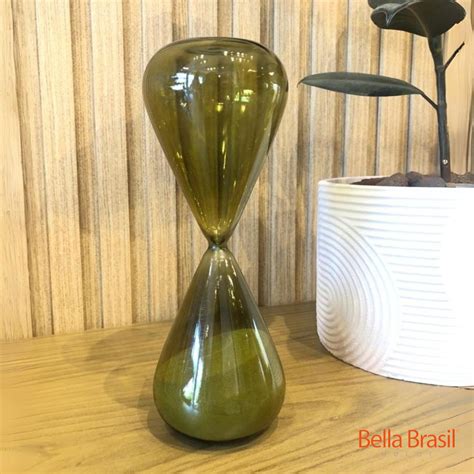 Ampulheta Carr Verde Esmeralda Em Vidro Minutos Bella Brasil Decor