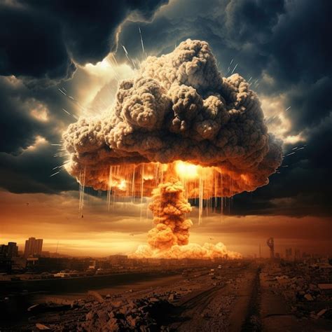 Premium AI Image | Mushroom cloud from a nuclear explosion