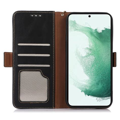 Housse Samsung Galaxy S23 5G Véritable Cuir Fonction RFID Ma Coque