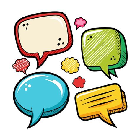 Premium Vector Colorful Handdrawn Comic Speech Bubbles