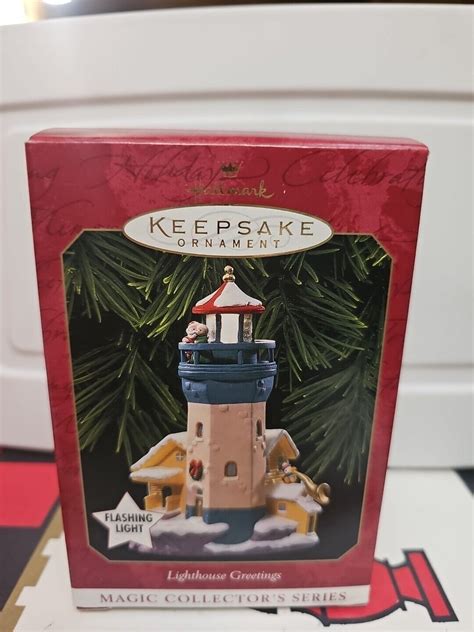 Hallmark Lighthouse Greetings Flashing Light Ornament Nib Ebay