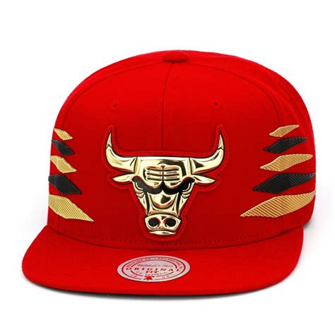 Mitchell And Ness Chicago Bulls Snapback Hat Cap Redgold And Black Diamond