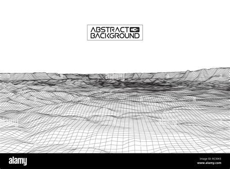 Abstract Vector Wireframe Landscape Background Cyberspace Grid D