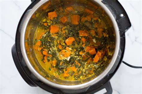 Instant Pot Saag Aloo Sweet Potatoes And Chard Curry Vegan Richa