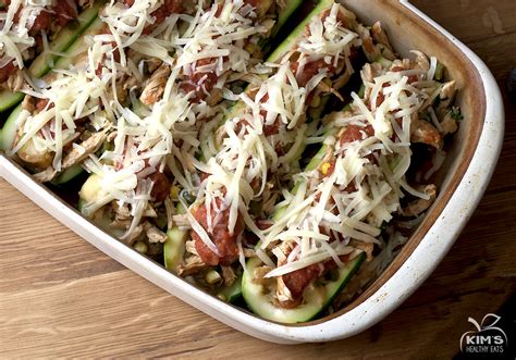 Chicken Enchilada Zucchini Boats Kims Healthy Eats