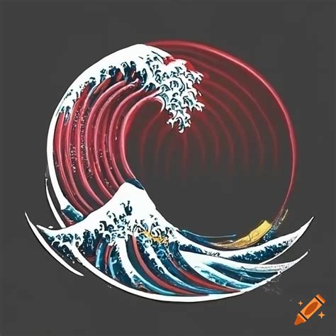 Red Binary Interpretation Of The Great Wave Off Kanagawa On Craiyon