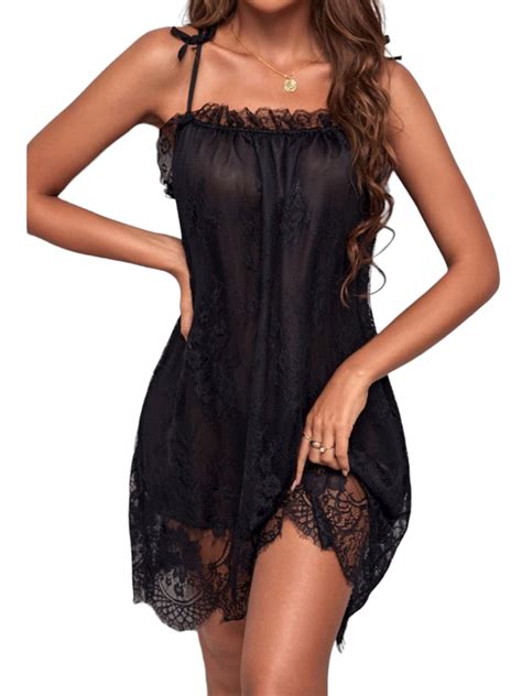 Dymade Summer Thin Lace Backless Sheer Sexy Lined Nightshirt Nightgown Nightdress Lingerie