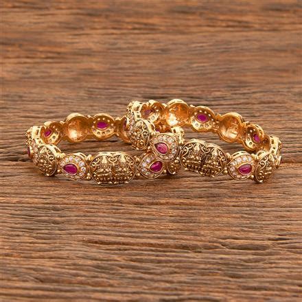 Buy Antique South Indian Bangles With Matte Gold Plating