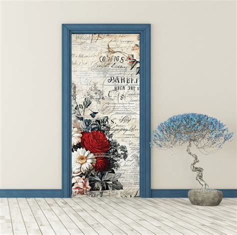 Grys Textured Decoupage Paper Flower Script Door Redesigns