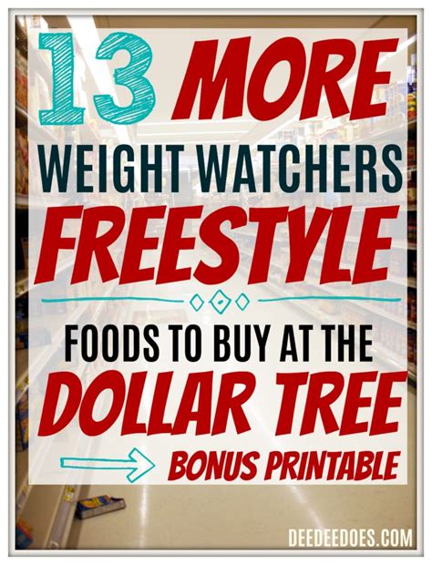 13 Dollar Tree Weight Watchers Freestyle Friendly Foods Printable