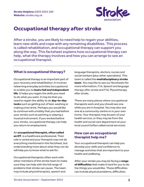 Occupational therapy after stroke