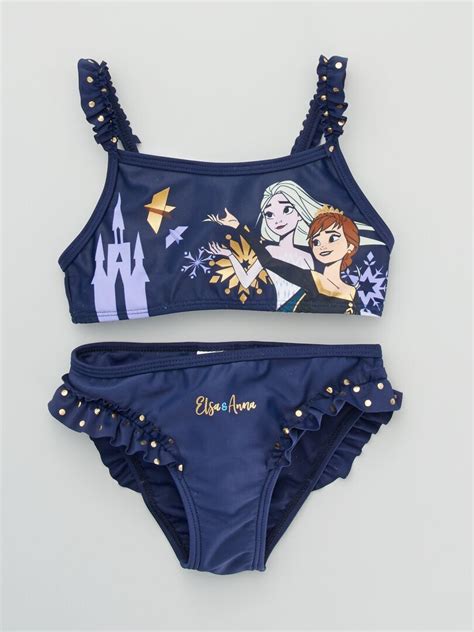 Maillot De Bain Pi Ces La Reine Des Neiges Bleu Marine Kiabi