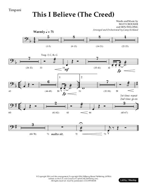 This I Believe The Creed Choral Anthem Satb Timpani Sheet Music Pdf