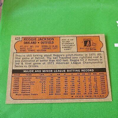 1972 Topps Set Break 435 Reggie Jackson OAKLAND A S HOF EBay