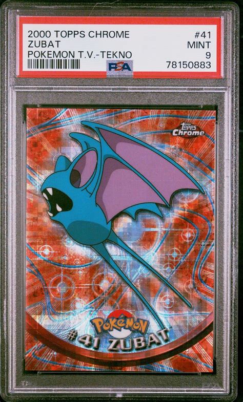 PSA 9 MINT TEKNO Zubat 41 Topps Chrome Series 1 Holo Pokemon Card EBay