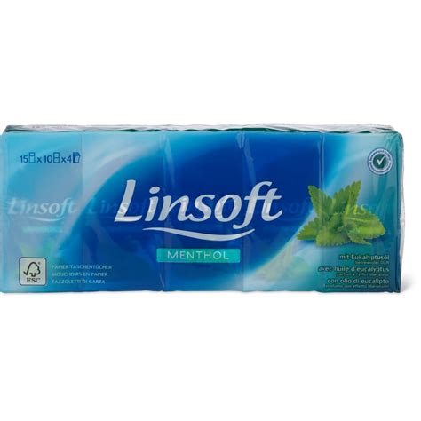 Linsoft Menthol Taschentücher 15 x 10 Blätter 4 lagig Migros