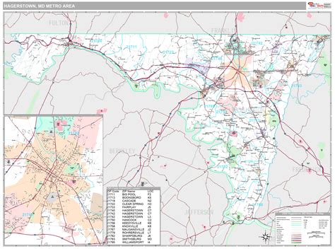 Hagerstown Martinsburg Md Metro Area Wall Map Premium Style By