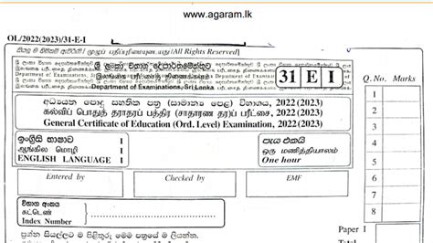 English Language Past Paper December 2022 2023 GCE O L