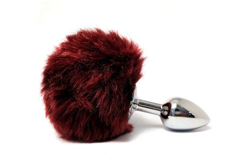 Red Bunny Tail Butt Plug Sex Toys Anal Plug Small Metal Butt Plug Jewel Butt Plug Anal Accessory