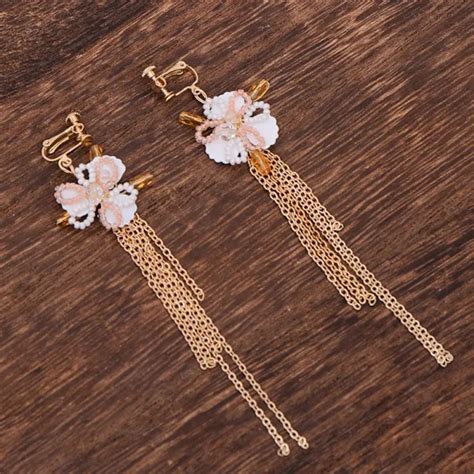 Chic Beautiful Gold Bridal Jewelry Alloy Beading Tassel Earrings