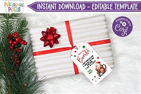 Printable Christmas Hot Chocolate Gift Tag Cocoa Favor Tag Etsy