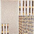 BeadedString Natural Wood And Bamboo Beaded Curtain 45 Strands 77 In