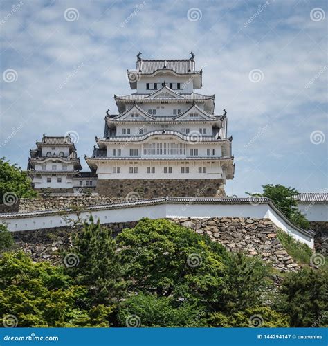 View On Himeji Castle On A Clear Sunny Day With Many Green Around